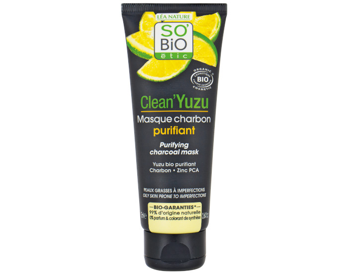 SO'BIO TIC Masque Charbon Purifiant - Clean'Yuzu - 75 ml