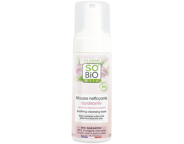 SO'BIO TIC Mousse Nettoyante Apaisante - Peaux Sensibles et Ractives - 150 ml