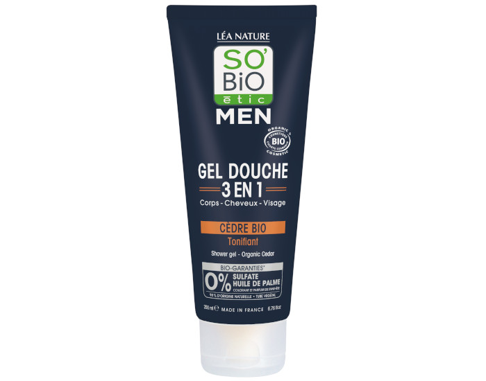 SO'BIO TIC Gel Douche Men 3 en 1 Cdre Bio - 200 ml