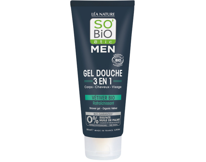 SO'BIO TIC Gel Douche 3 en 1 Men Vtiver Bio - 200 ml