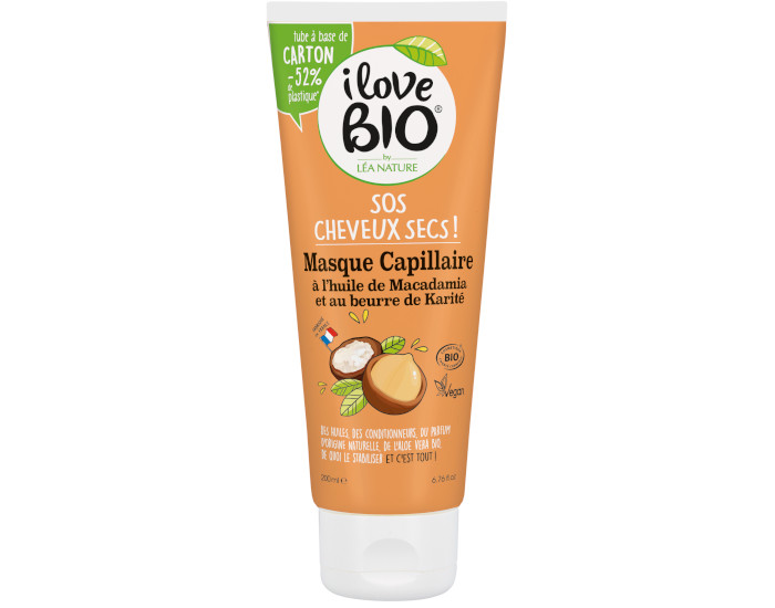 I LOVE BIO Masque SOS Cheveux Secs - Huile de Macadamia & Beurre de Karit - 200 ml