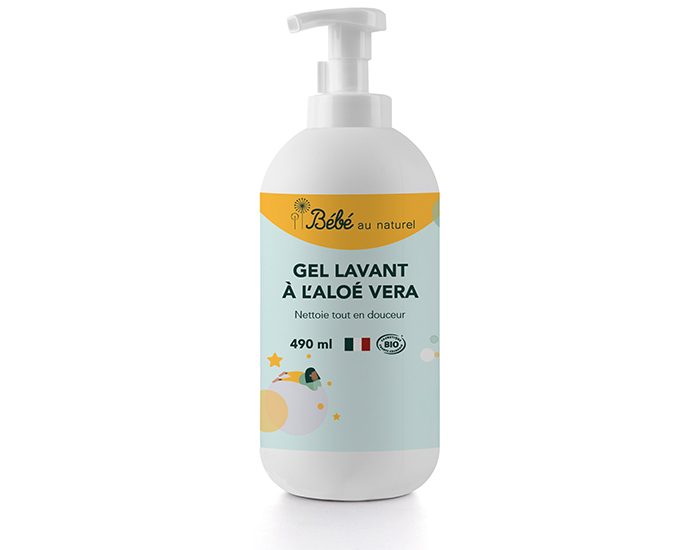 BEBE AU NATUREL Gel Lavant  l'Aloe Vera Corps et Cheveux - 490 ml