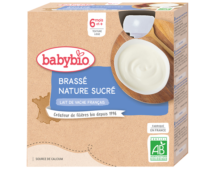 BABYBIO Gourde Lact Brass - Ds 6 Mois - 4 x 85g