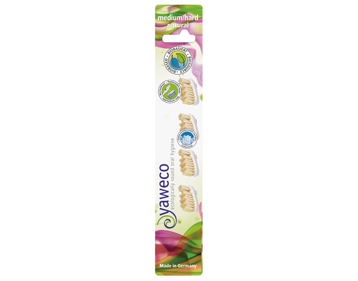 YAWECO 4 Recharges pour Brosse  Dents Naturel - Medium/Hard