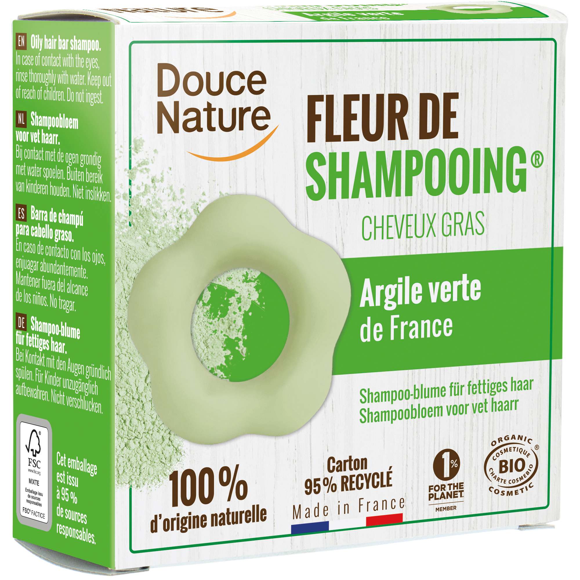 DOUCE NATURE Fleur de Shampooing Cheveux Gras - 80 g