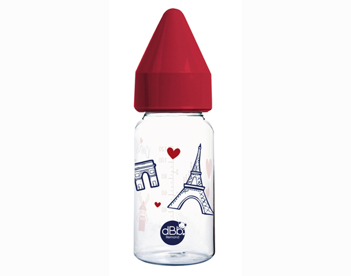 DBB REMOND Biberon en Verre Paris - 110 ml - Ttine Silicone Rouge