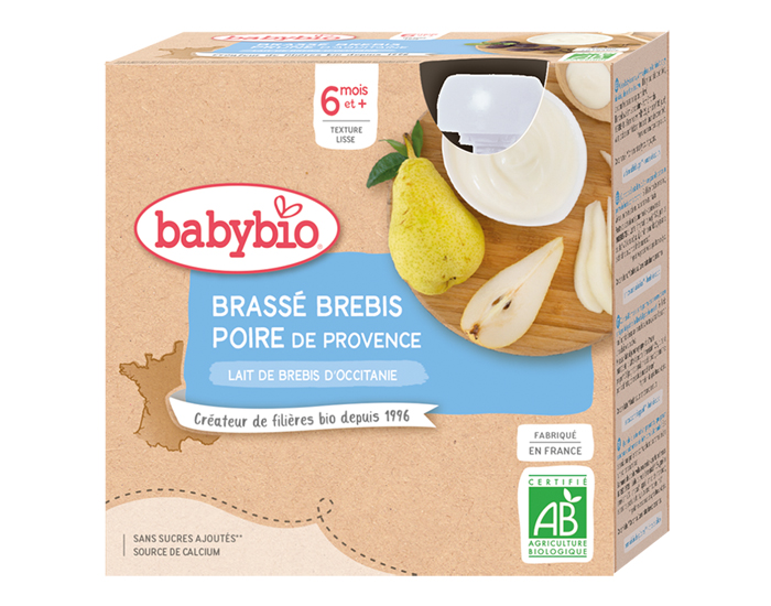 BABYBIO Gourdes Brass au Lait de Brebis d'Occitanie - 4x85 g - Ds 6 mois