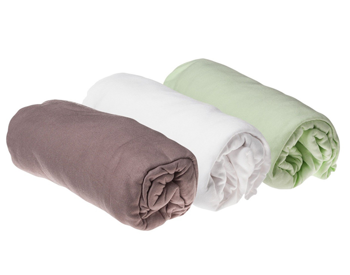 EASYDORT Lot de 3 Draps Housse Bambou - 40 x 80/90 cm Anis Blanc Taupe