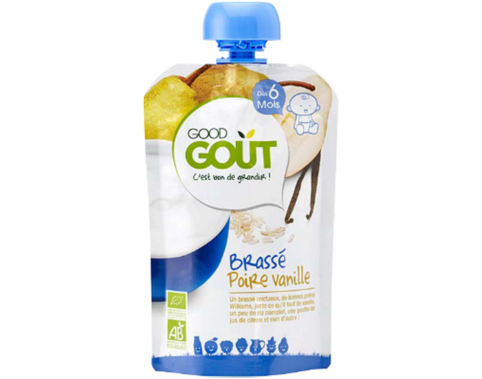 GOOD GOUT Pack 10 Gourdes Brass - Ds 6 mois - 90 g Gourde Brass Poire Vanille - 90g - Ds 6 mois