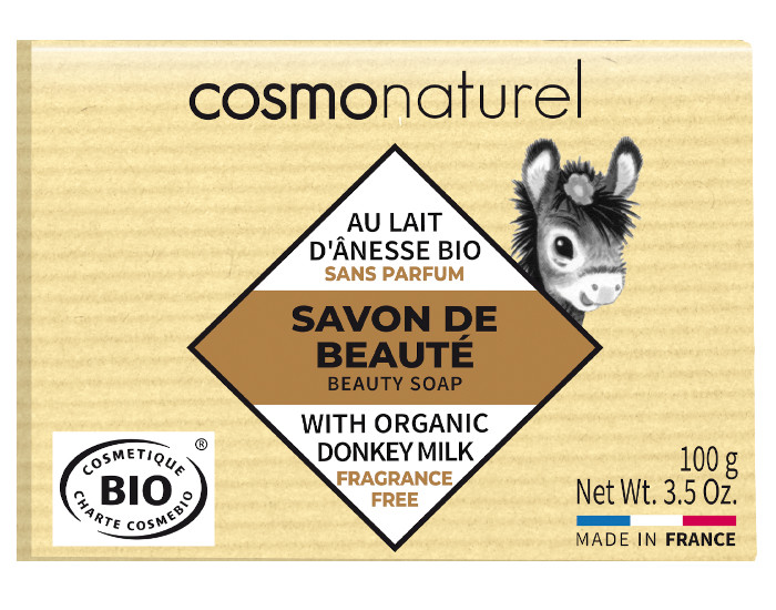 COSMO NATUREL Savon au Lait d'nesse - Karit sans Parfum - 100g