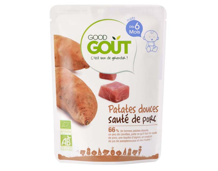 GOOD GOUT Petit Plat pour Bb 190 g - Patate Douce-Saut de Porc - Ds 6 mois