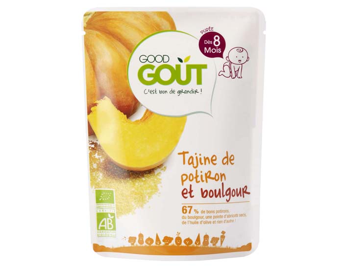 GOOD GOUT Petit Plat pour Bb 190 g - Tajine de Potiron et Boulgour - Ds 8 mois