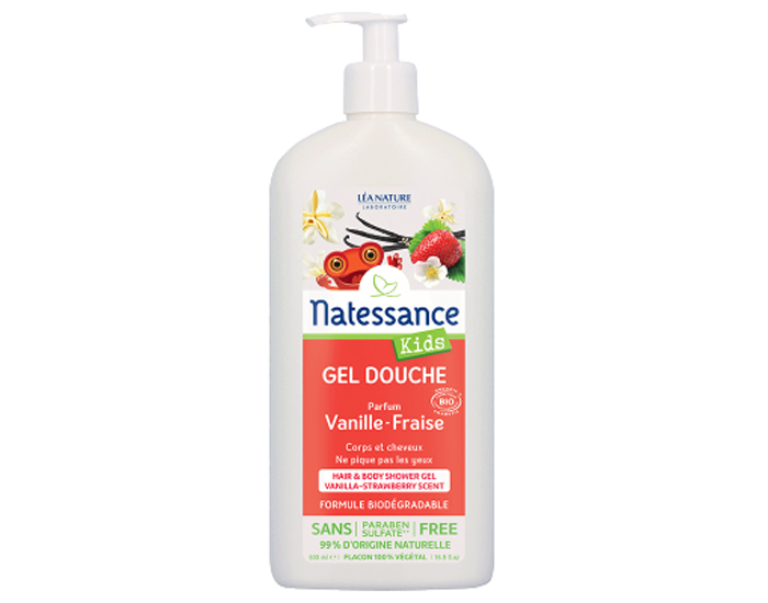 NATESSANCE Shampooing Douche Kids Vanille Fraise - 500 ml