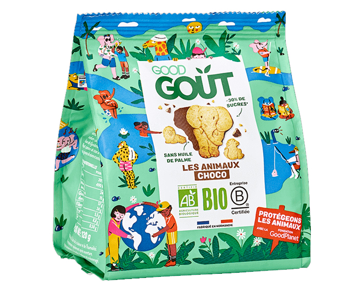 GOOD GOUT Kidz Biscuits Animaux Napps Chocolat - 120g - Ds 3 ans