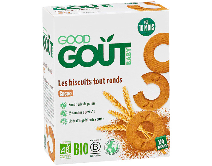 GOOD GOUT Biscuits Tout Ronds Cacao - 80g - Ds 10 mois