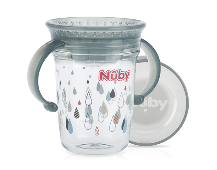 NUBY Gobelet Magique 360 avec Anses en Tritan - 240 ml Gris