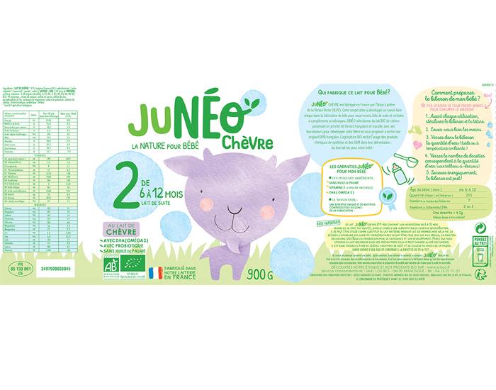 JUNEO Lait de Suite 2 Chvre - De 6  12 mois - 900 g (1)