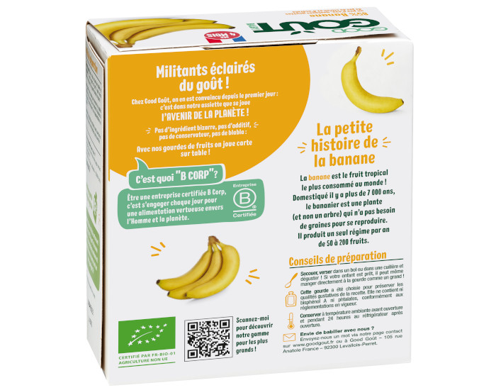 GOOD GOUT Pack de 4 Gourdes de Fruits 85 g pour Bb - Banane - Ds 4 mois (1)