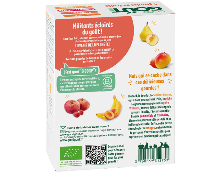 GOOD GOUT Pack de 4 Gourdes 120 g pour Bb - Variety Fruit - Ds 4 mois (1)