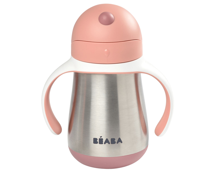 BEABA Tasse Paille Inox Rose - Ds 8 mois - 250 ml (1)