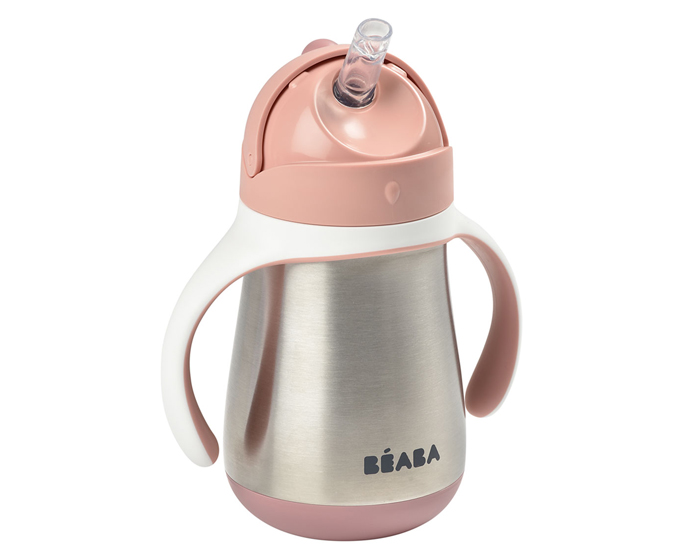 BEABA Tasse Paille Inox Rose - Ds 8 mois - 250 ml (2)