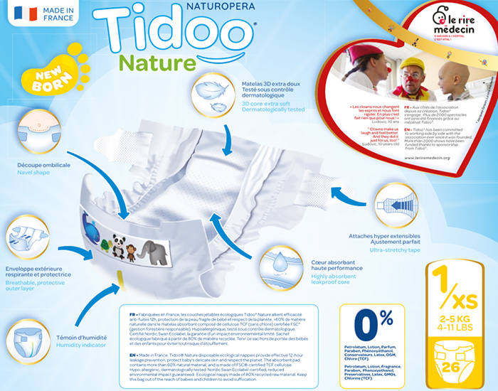 TIDOO Couches cologiques Nature T1 / 2-5 kg / 26 couches (4)