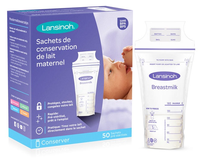 LANSINOH Sachets de Conservation pour Lait Maternel - 50 pices - 180 ml (1)