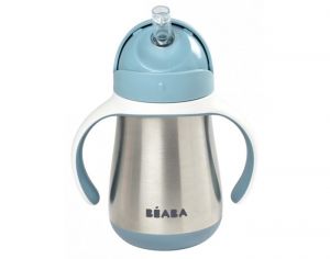 BEABA Tasse Paille Inox Bleu - Ds 8 mois - 250 ml