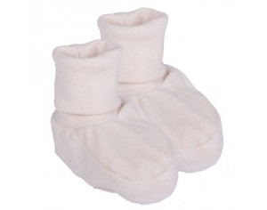 IOBIO Chaussons Bb en Velours de Coton Bio - Ecru