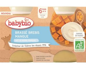 BABYBIO Petits Pots Brasss Lacts - 2 x 130 g - Ds 6 mois Brebis Mangue