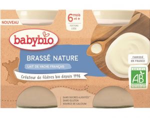 BABYBIO Petits Pots Brasss Lacts - 2 x 130 g - Ds 6 mois Vache Nature