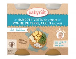 BABYNAT Petits Pots Menu du Jour - 2 x 200g - Ds 6 Mois Lgumes Colin Sauvage