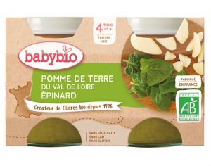 BABYBIO Mes Lgumes - 2x130g Pomme de Terre - Epinards - 4 mois