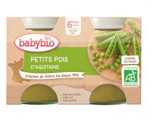 BABYBIO Mes Lgumes - 2x130g Petits Pois d'Aquitaine - 6 mois