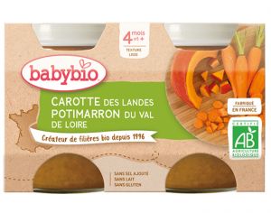 BABYBIO Mes Lgumes - 2x130g Carotte - Potimarron - 4 mois