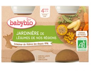 BABYBIO Mes Lgumes - 2x130g Jardinire de Lgumes - 4 mois