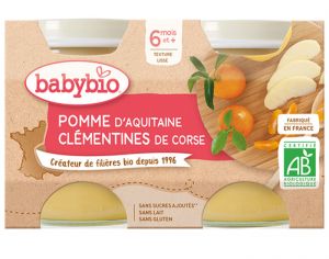 BABYBIO Mes Fruits - 2 x 130 g Pomme d'Aquitaine Clmentine de Corse - 6 mois