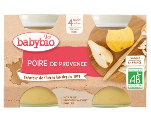 BABYBIO Mes Fruits - 2 x 130 g Poire de Provence - 4 mois