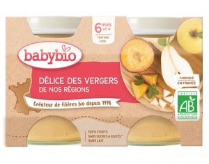 BABYBIO Mes Fruits - 2 x 130 g Dlices des Vergers - 4 mois