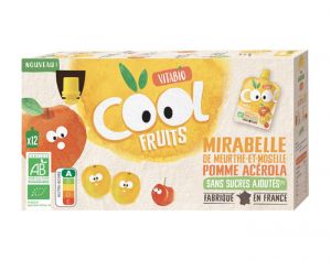 VITABIO Pack Famille Cool Fruits Mirabelle Pomme Acrola - 12 x 90 g