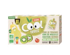 VITABIO Pack Famille Cool Fruits Poire Kiwi Acrola - 12 x 90 g