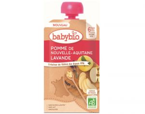 BABYBIO Gourde Fruits Unitaire - Ds 6 mois - 120g Pomme de Nouvelle-Aquitaine Lavande