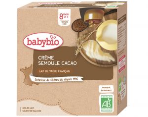 BABYBIO Gourdes Crme Semoule - Ds 6 ou 8 mois - 4x85 g Cacao