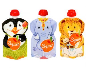 SQUIZ Lot de 3 Gourdes Souples Rutilisables Carnaval - 130 ml