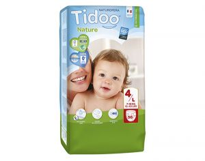 TIDOO Couches cologiques Nature - Pack conomique  T4 / 7-18 kg / 50 couches