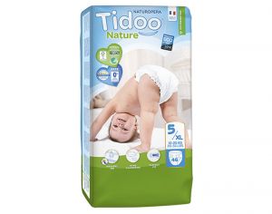 TIDOO Couches cologiques Nature - Pack conomique  T5 / 12-25 kg / 46 couches