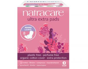 NATRACARE Serviette Hyginique Ultra Extra  Ailettes Long - Boite de 8