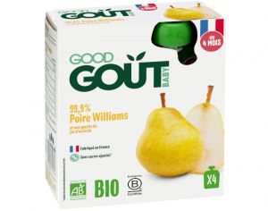 GOOD GOUT Pack de 4 Gourdes de Fruit 85 g pour Bb - Poire Williams - Ds 4 mois