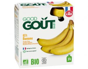 GOOD GOUT Pack de 4 Gourdes de Fruits 85 g pour Bb - Banane - Ds 4 mois