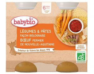 BABYBIO Petits Pots Menu du Jour - 2 x 200g - Ds 6 Mois Lgumes Ptes Bolognaise Boeuf